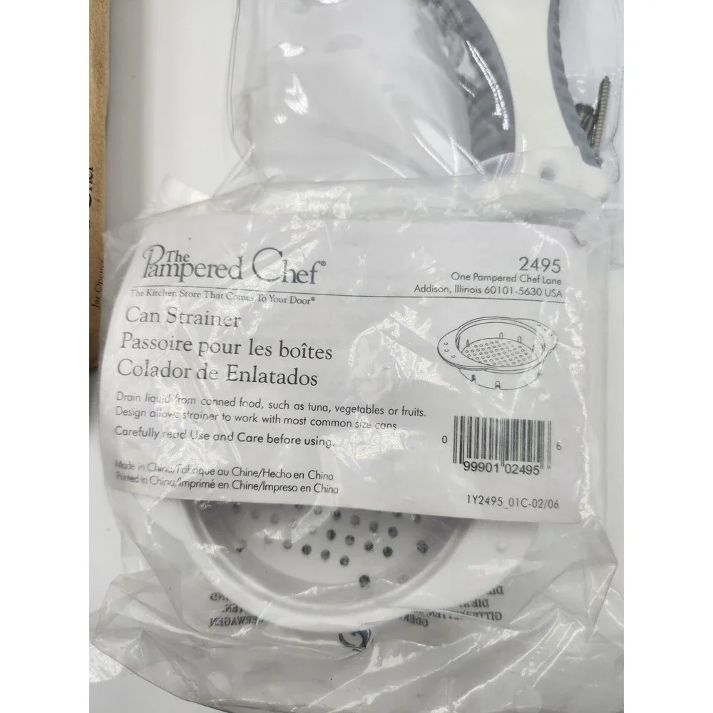 Pampered Chef Jar Opener 2677 Hand Held Or Under Counter Mount And Can Strainer